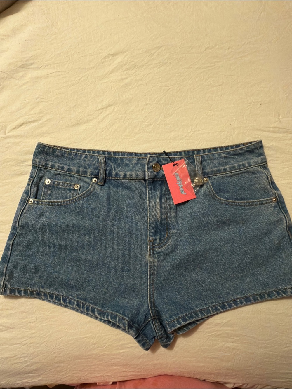 High-Rise Blue Denim Women's Shorts